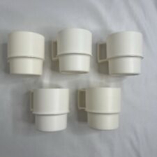 Tupperware Stacking Cups Mugs Lot Of 5 Vintage Plastic Handles 1312 White picture