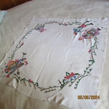 vintage white cotton table cloth ,needle work design picture