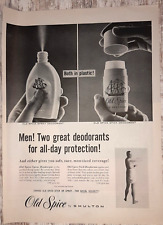 1959 Old Spice Vintage Print Ad Deodorant Spray Stick Man Towel Shulton B&W picture