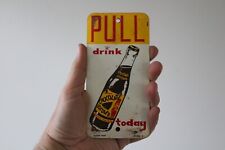 1950s PULL DRINK CHOCOLATE SOLDIER TODAY STAMPED PAINTED METAL DOOR SIGN STORE picture