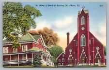St Mary's Church Rectory St Albans Vermont VT Street View Scene Postcard Vtg A9 picture