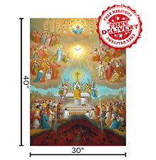 30x40 Communion of the Saints Catholic Canvas Print of Heaven and the Mass picture