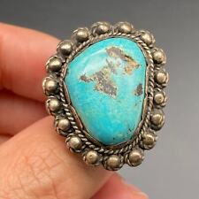 Vintage Southwestern Turquoise Sterling Silver Ring Size 8.25 picture