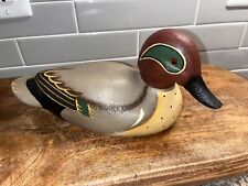 Ducks Unlimited Decoy Green-Winged Teal Drank Duck Hand Carved Painted Mint Rare picture