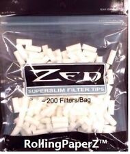 600 Zen SUPER SLIM Cigarette Filter Tips ( 3 SEALED BAGS OF 200 ) 15 mm long picture