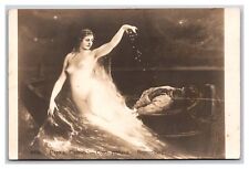 RPPC Sonu the Fisherman Painting By Gustav Wertheimer Nude Mermaid Postcard L19 picture