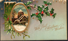 Postcard Embossed Best Christmas Wishes Undivided Back picture