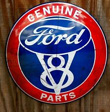 Ford Genuine V8 Parts Button Domed Disc Large Metal Sign 17