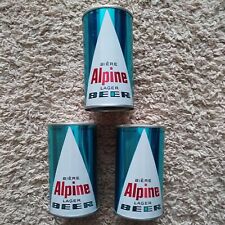 3 ALPINE LAGER CANADIAN EMPTY BEER CANS BOTTOM OPENED STRAIGHT STEEL MOOSEHEAD picture