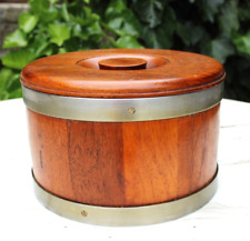 60s Scandinavian Danish Teak Wooden Bucket with Steel Straps MCM picture