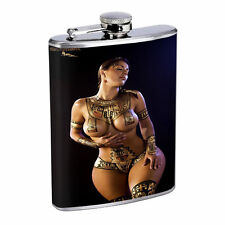 Egyptian Pin Up Girls D2 Flask 8oz Stainless Steel Hip Drinking Whiskey picture