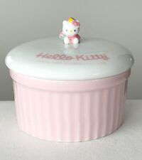 Cute 2 Piece SANRIO Hello Kitty Trinket Box Pink Ceramic with Lid picture
