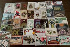 ~Lot of 43 Antique 1900's~Mixed Topics Greetings Postcards~All with stamps-h968 picture