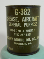 1957 USAF Military Green Can G-382 General Purpose Aircraft Grease Socony Mobil picture