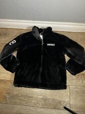 DISNEY x FOREVER 21 Mickey Mouse Black Faux Fur Jacket Logo Size Kids 13-14 picture