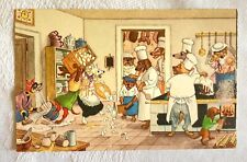 Antique Postcard Marcel Schurmann Dogs Cooking Anthropomorphic Unposted Divided picture