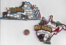  WEST VIRGINIA  and VIRGINIA STATE  JUMBO MAP MAGNETS 7 COLOR   NEW  2 MAGNETS   picture
