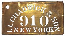 I.L. Chadwick & Son New York Brass Stencil Crate c1880's-1900 3 1/4