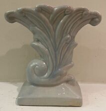 Vintage Gonder Fan Cornucopia Vase Planter 50's Pottery Blue Grey Pink USA Ohio picture