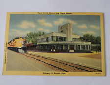 Vintage Linen Postcard Union Pacific Railroad Station Las Vegas Nevada picture