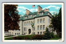 Milford MA, High School, Massachusetts Vintage Postcard picture