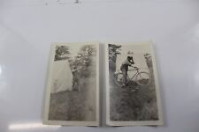 Vintage B & W Photos of Young Man Shooting and Riding Bike  picture