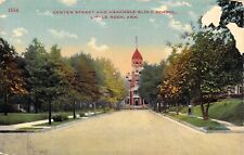 c.1908, Center Street and Arkansas Blind School, Little Rock, AR, Old Postcard picture