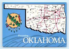 Oklahoma Map Cities Presenting OK Postcard picture