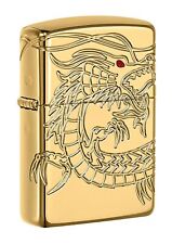 Zippo Chinese Dragon Armor High Polish Gold Plate Pocket Lighter 29265-000008 picture