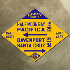 Half Moon Bay California CSAA Coast Route 1 PCH highway road sign auto club AAA picture