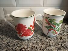 Australian Wildflower Collection Set/2 Porcelain Coffee/Tea Mugs Cups Mint Condt picture