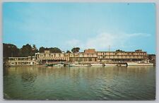 Roadside~Greenwich CT~Showboat Motor Inn~Docked Steamer~Boats~Vintage Postcard picture
