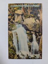 White Mountains New Hampshire Linen Postcard Of Paradise Falls, Lost River NH picture