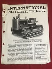 International TD – 14 diesel tractractor￼ Catalog page specifications picture
