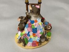 Charming Tails * Fitz & Floyd HAPPINESS IS HOMEMADE Mouse Family Quilting Sewing picture