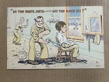 Postcard Comic Humor WWII Army Soldier Haircut Military Barber Vintage PC picture