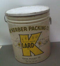 THE KERBER PACKING CO. ELGIN ILL. ANTIQUE LARD TIN, GRAPHICS, 50 LB picture