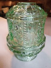 Vintage Indiana Glass Green Stars And Bars Fairy Lamp picture