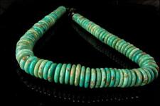 VINTAGE NAVAJO NATIVE ROYSTONE HEISHI BEADS TURQUOISE 925 STERLING NECKLACE  MR picture