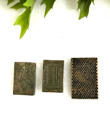 3PC Antique Brass Jewelry Making Stamp Dye Original Old Hand Crafted Engraved picture
