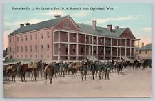 Vtg Post Card Barracks Co. L. 9TH Cavalry, Fort D. A. Russel, Cheyenne, Wyo H428 picture