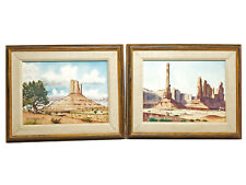 Navajo Robert Draper Pair Watercolor Paintings Monument Valley Landscapes  picture