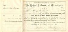 United Railroads of Washington - Stock Certificate - Northern Pacific RR Archive picture