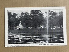 Postcard Marshalltown Iowa Riverside Cemetery Lily Lagoon Pond Fountain Vintage picture