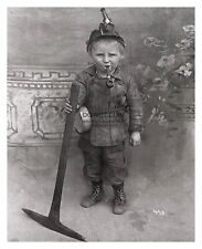 CHILD COAL MINER 8 YEARS OLD SMOKING PIPE HOLDING PICKAXE FREAK 8X10 PHOTO picture