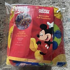 Vintage Disney Mickey Goofy Kids Reversible Full Comforter Red Blue New picture