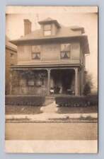 Wooden Shingle House w Large Porch RPPC Antique AZO Photo Postcard ~1910s picture