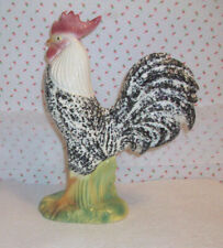 Vtg Ceramic Rooster Figurine Farmhouse Stewart McCulloch Black White 9.5
