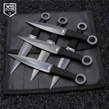 6pc THROWING KNIVES Naruto Kunai Fixed Blade Ninja Dagger SET + Sheath BLK 6.5