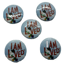 I AM LOVED Button Pin 2017 Limited Edition Snowman Lapel Pinback PACK of 5 picture